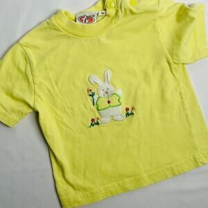 Vintage TV Springtime (Easter) Bunny Yellow Short Sleeve Top Sz 9mo
